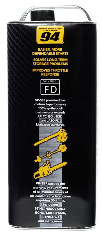 VP Racing 6231 50:1 Pre-Mixed Small Engine Fuel, Hydrocarbon, Blue, 128 oz