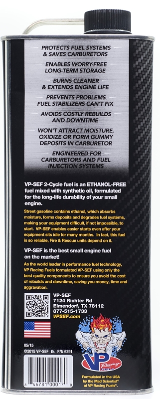 VP Racing 6291 Pre-Mixed Small Engine Fuel, Aromatic Hydrocarbon, Red, 1 gal