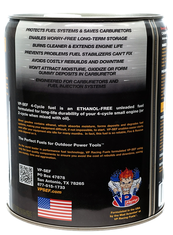 VP Racing 6202 4-Cycle Small Engine Fuel, Aromatic Hydrocarbon, Colorless, 5 gal Pail
