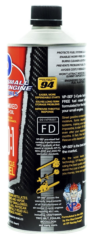 VP Racing 6295 Pre-Mixed Small Engine Fuel, Aromatic Hydrocarbon, Red, 32 oz