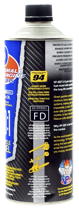 VP Racing 6235 50:1 Pre-Mixed Small Engine Fuel, Hydrocarbon, Blue, 1 qt