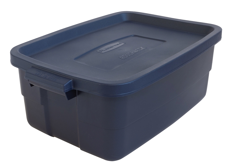 Rubbermaid Roughneck RMRT100004 Storage Tote, Polyethylene, Dark Indigo Metallic, 24 in L, 16 in W, 9 in H