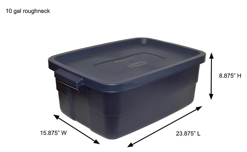 Rubbermaid Roughneck RMRT100004 Storage Tote, Polyethylene, Dark Indigo Metallic, 24 in L, 16 in W, 9 in H