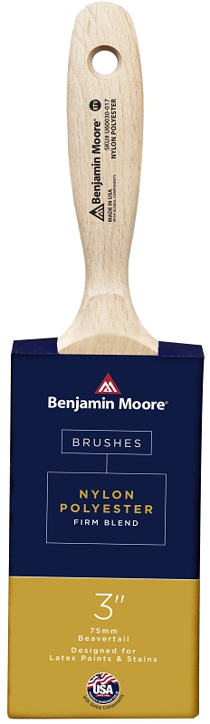 Benjamin Moore U60030-017 Paint Brush, Firm Brush, Nylon/Polyester Bristle, Beavertail Handle