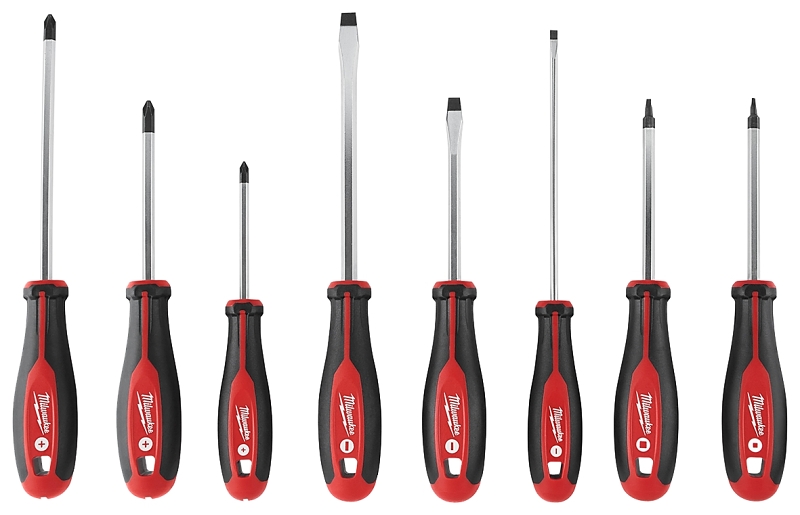 Milwaukee 48-22-2718 Screwdriver Set, 8 -Piece, Includes: (1) #1 Phillips 3 in (1) #2 Phillips 1-1/2 in Screwdrivers