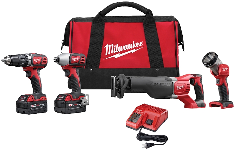 Milwaukee MAX 2696-24 Combination Kit, Battery Included, 18 V, 4-Tool, Lithium-Ion Battery