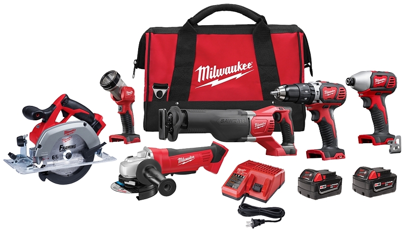 Milwaukee M18 2696-26 Combination Kit, Battery Included, 18 V, 6-Tool, Lithium-Ion Battery