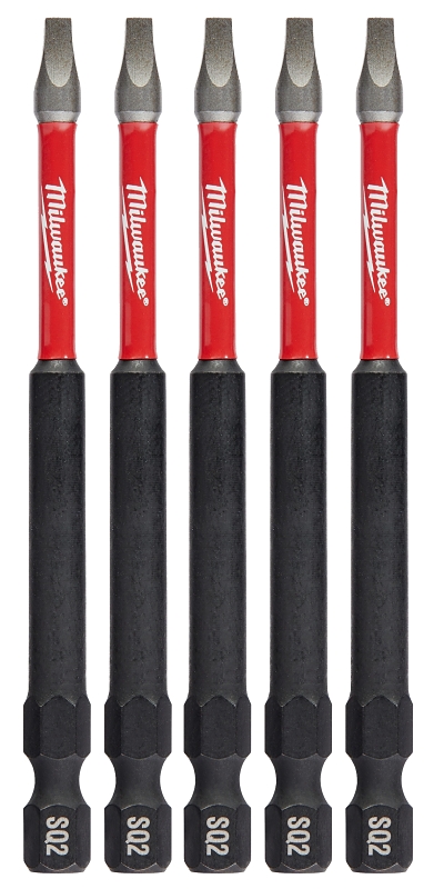 Milwaukee 48-32-4574 Screw Driver Bit, #2 Drive, Square Recess Drive, Hex Shank, 3-1/2 in L, Steel