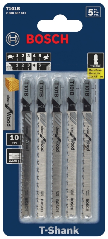Bosch T101B Jig Saw Blade, 4 in L, 10 TPI