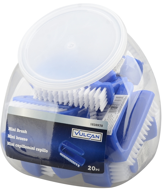 Vulcan JLWNB2001 Mini Scrub Brush, 0.6 in L Trim, Nylon Bristle, White Bristle, 7/8 in W Brush, 3 in OAL