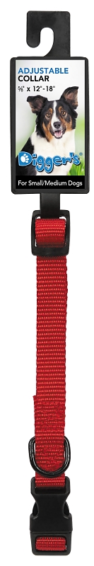 Digger's 2938001 Adjustable Collar, 12 to 18 in L Collar, 5/8 in W Collar, Red