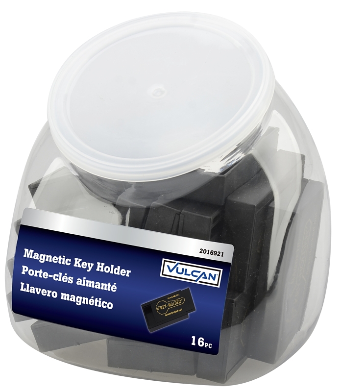 Vulcan TSC70121 Magnetic Key Holder, PVC, Black, 1-5/8 in W, 3/8 in H, 3 in D