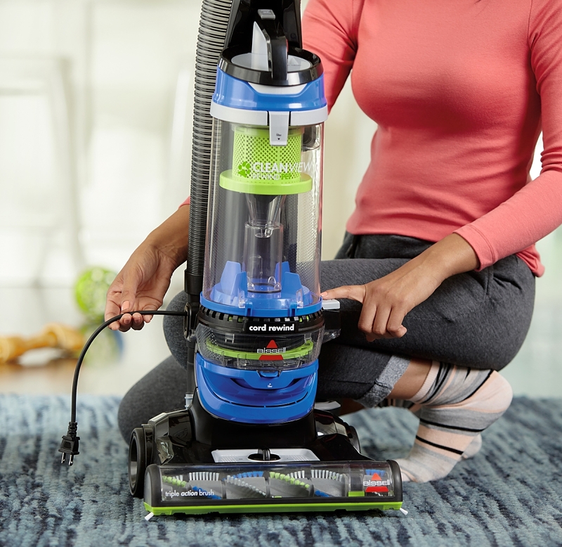 Bissell CleanView 2490 Vacuum Cleaner, Multi-Level Filter, 25 ft L Cord, Red/Silver