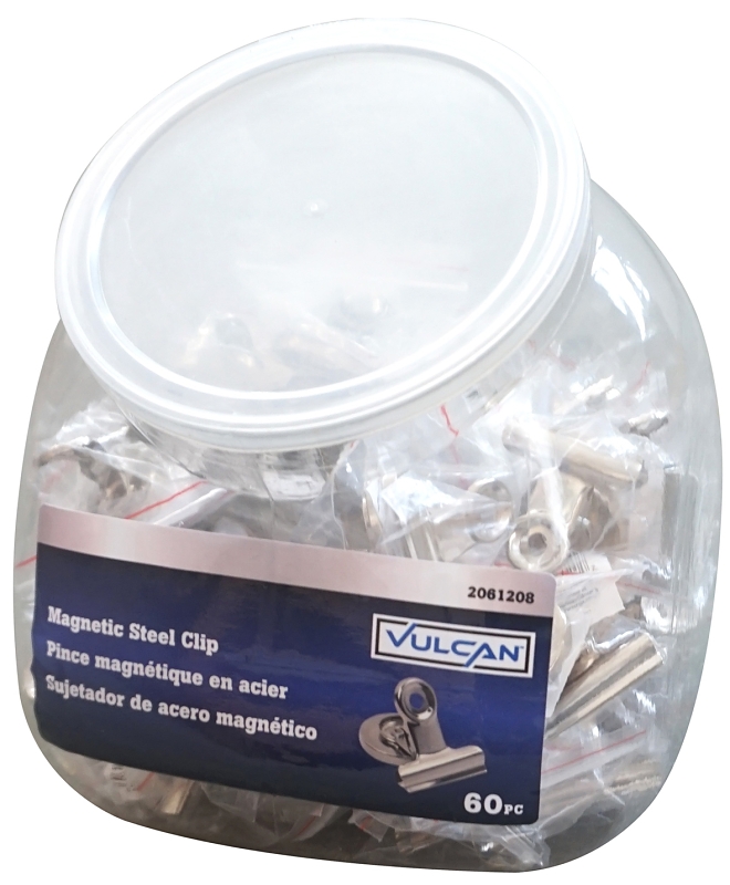 Vulcan HBJ-002 Magnetic Clip, 1-3/16 in W x 1-3/8 in H in Dia, 1.5 in L, 1.188 in W, Silver