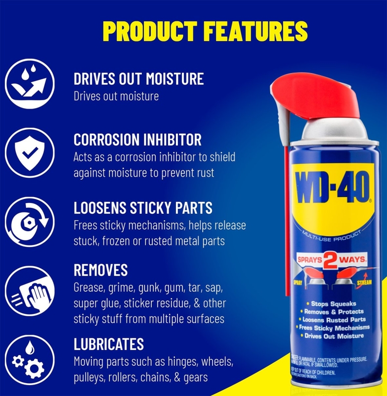 WD-40 SMART STRAW 490040 Lubricant, Multi-Purpose, Light Amber, 11 oz Aerosol Can, Liquid