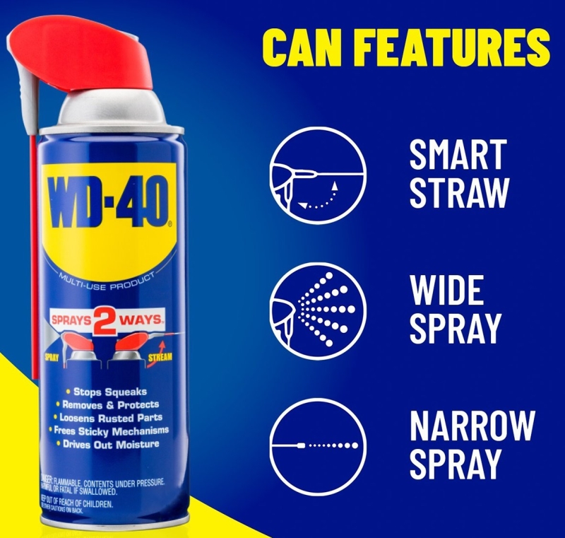 WD-40 SMART STRAW 490040 Lubricant, Multi-Purpose, Light Amber, 11 oz Aerosol Can, Liquid