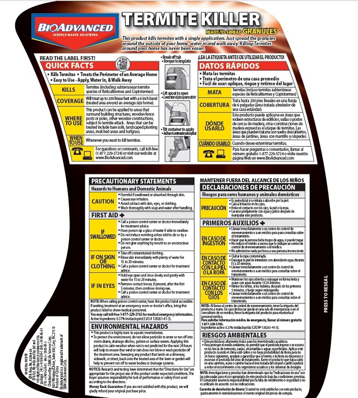 BayerAdvanced 700350A Termite Killer, Granular, Sprinkle Application, 9 lb