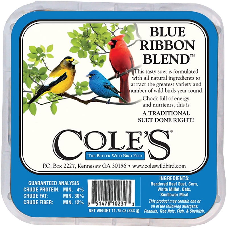 Cole's Blue Ribbon Blend BRSU Suet Cake, 11.75 oz