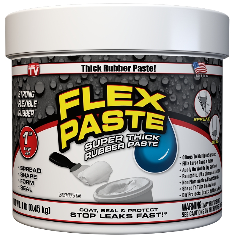 Flex Paste PFSWHTC16 Rubberized Paste, White, 1 lb, Jar