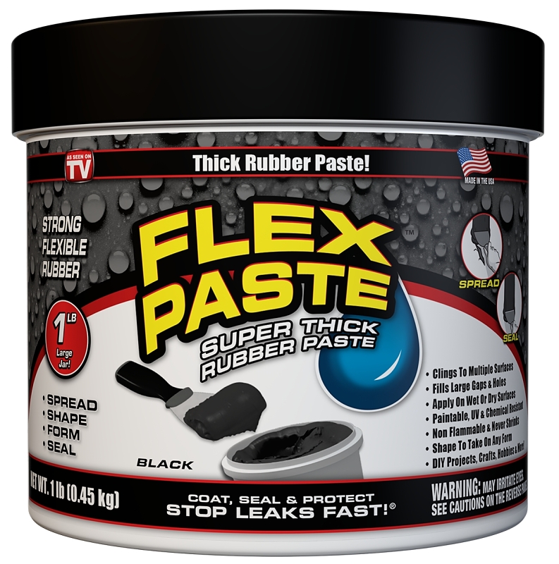 Flex Paste PFSBLKC16 Rubberized Paste, Black, 1 lb, Jar
