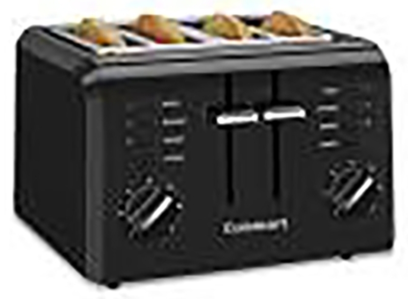 Cuisinart CPT-142BK Toaster, 4-Slice, 7, Button, Dial, Lever Control, Plastic/Stainless Steel, Black