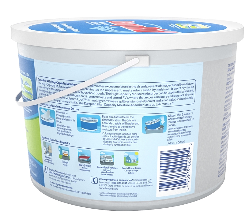 DampRid FG50FFESB Moisture Absorber, 2 lb, Bucket, Pellet, Odorless