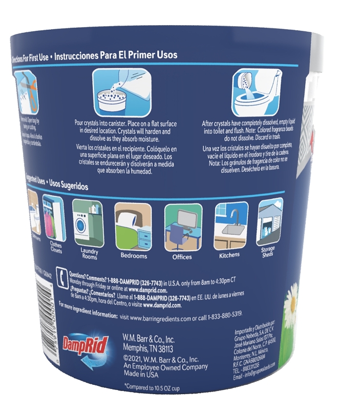DampRid FG01FSSB Refillable Moisture Absorber, 11 oz Tub, Solid, Fresh