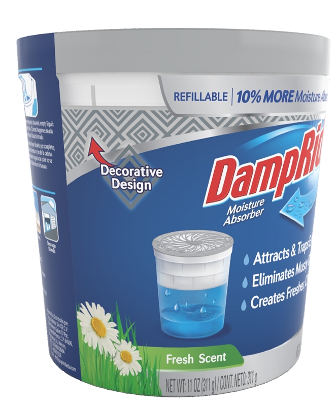 DampRid FG01FSSB Refillable Moisture Absorber, 11 oz Tub, Solid, Fresh