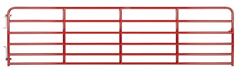 Tarter 2RG16 Bull Gate, 16 ft W Gate, 52 in H Gate, Steel Frame, Red