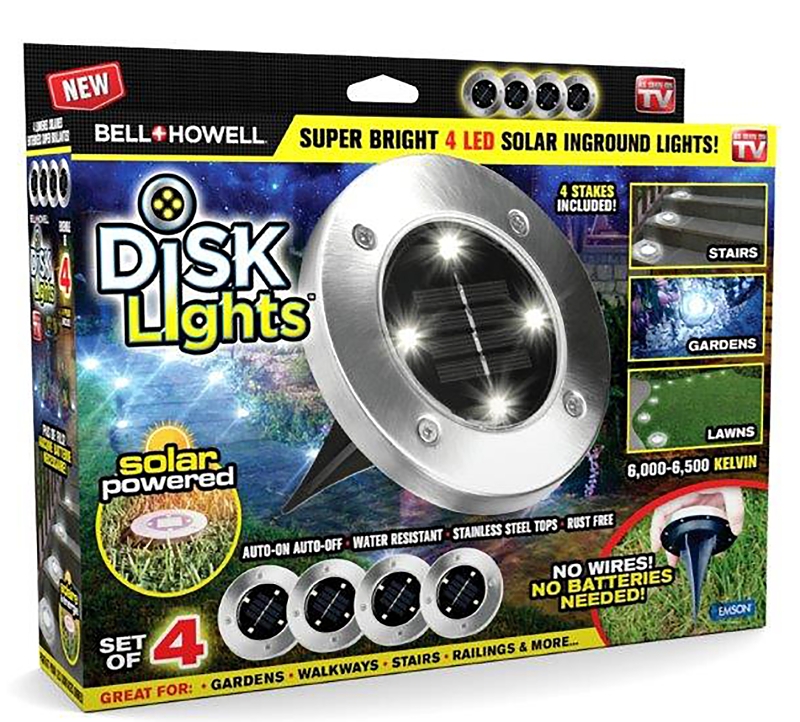 Emson 1998 Disk Light, 4-Lamp, LED Lamp, Stainless Steel Fixture