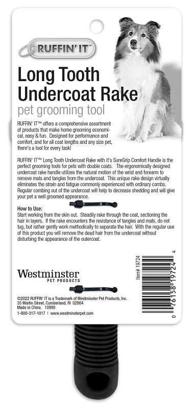 Ruffin'It 19724 Pet Long Tooth Undercoat Rake