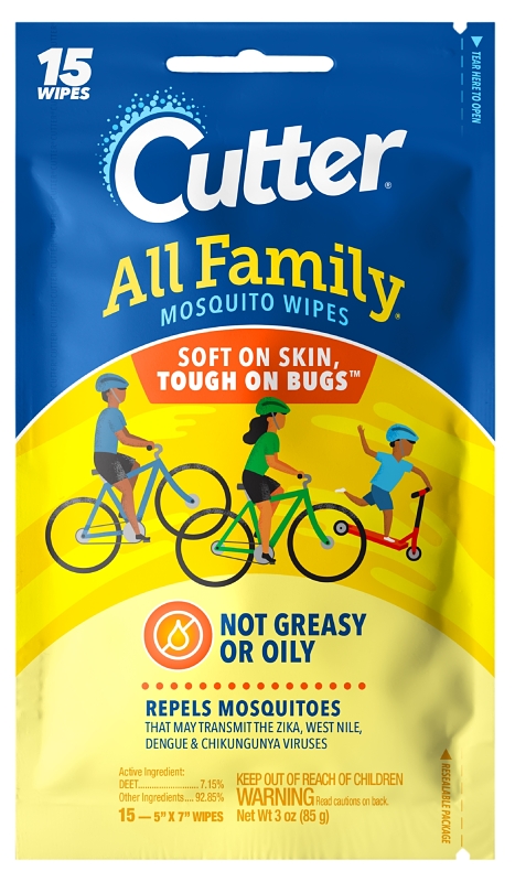 Cutter ALL FAMILY HG-95838 Mosquito Wipe, 3 oz, White, Alcohol