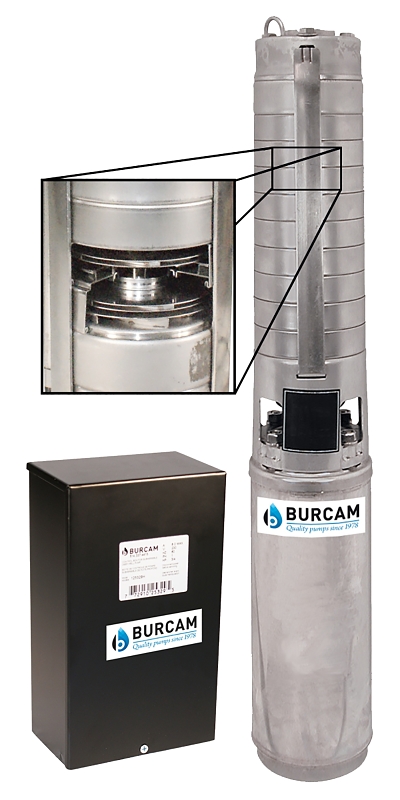Burcam 101136H Submersible Well Pump, 3-Phase, 230 VAC, 0.75 hp, 4 x 1-1/4 in Connection, 275 ft Max Head, 10 gpm