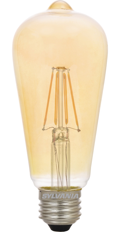 Sylvania 75351 Ultra Vintage LED Lamp, Decorative, ST19 Lamp, 40 W Equivalent, E26 Lamp Base, Dimmable, Warm White Light