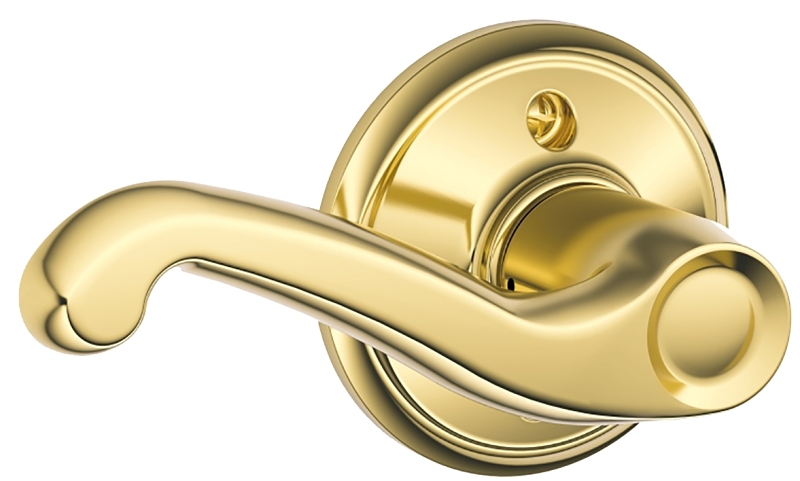 Schlage F Series F170FLA605RH Right Hand Dummy Lever, Mechanical Lock, Bright Brass, Right Hand, Metal, Residential