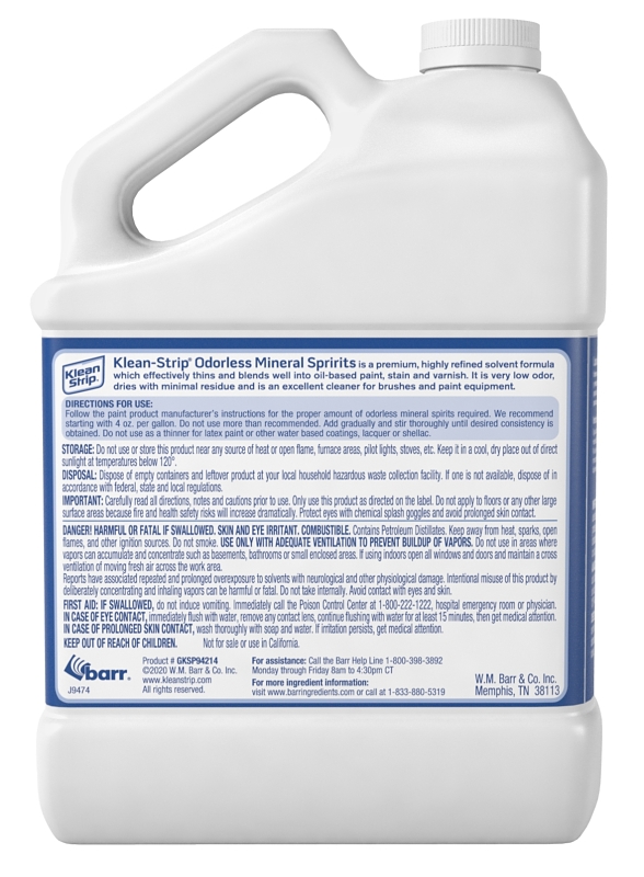Klean Strip GKSP94214 Mineral Spirit Thinner, Light Yellow, 1 gal, Can, Liquid