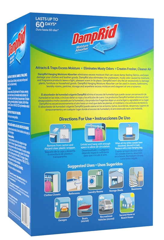 DampRid FG83FSSB Hanging Moisture Absorber, 15.4 oz Box, Solid, Fresh, Odorless