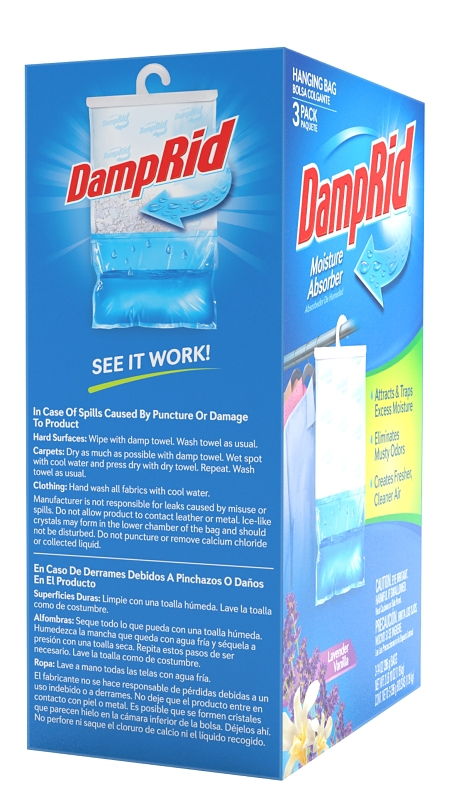 DampRid FG83LV Moisture Absorber, 14 oz, Pellet, Lavender Vanilla