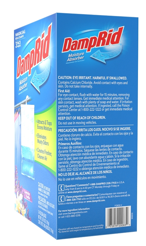 DampRid FG83LV Moisture Absorber, 14 oz, Pellet, Lavender Vanilla
