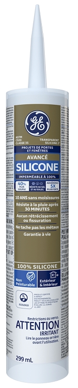 GE Silicone II SE2184 Window and Door Sealant, Clear, 299 mL