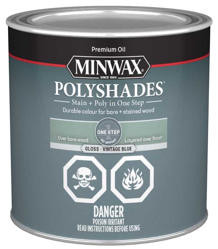 Minwax PolyShades CM2149444 Stain, Gloss, Vintage Blue, 0.5 pt