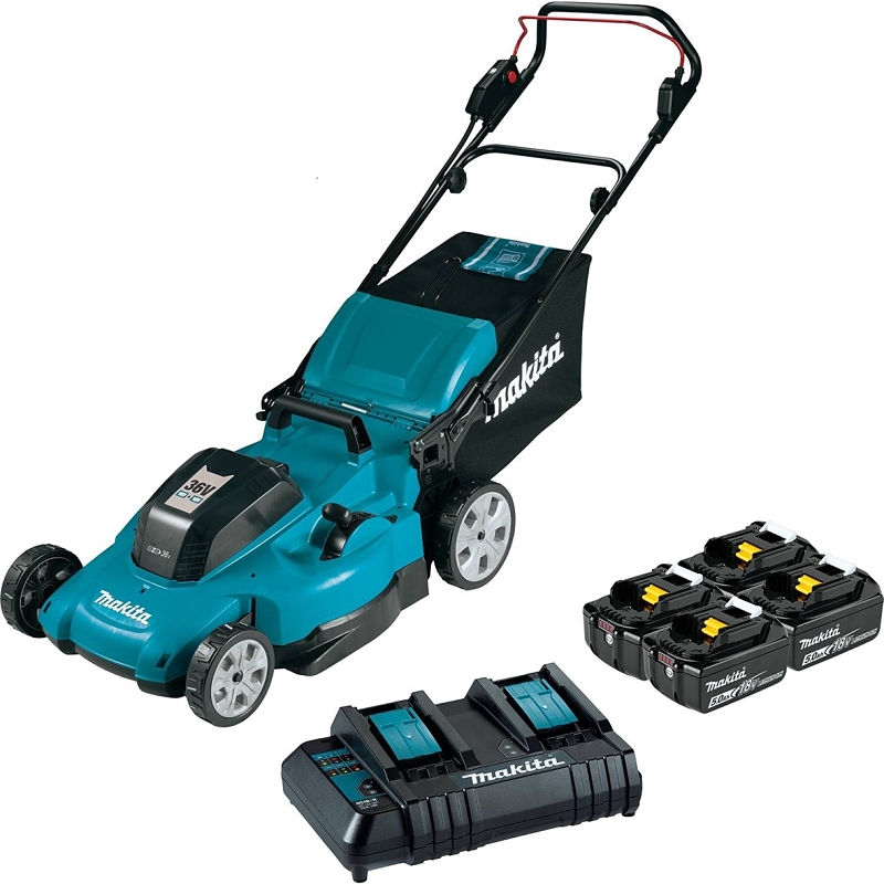Makita LXT XML10CT1 Cordless Lawn Mower Kit, Tool Only, 5 Ah, 36 V, Lithium-Ion, 21 in W Cutting, 1-Blade