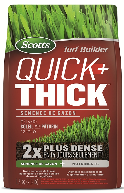 Scotts 12665 Quick + Thick Grass Seed, 1.2 kg Bag, 1863 sq-ft Coverage Area