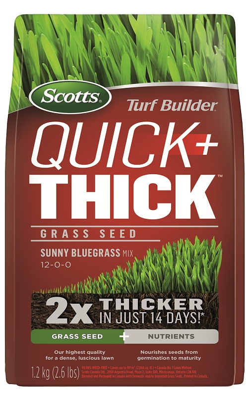 Scotts 12665 Quick + Thick Grass Seed, 1.2 kg Bag, 1863 sq-ft Coverage Area
