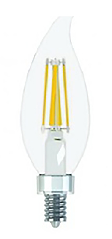 GE Industrial Solutions 31440 LED Bulb, Decorative, 500 Lumens, 5.5 W, CAC Lamp, 60 W Equivalent, E12 Lamp Base, Clear