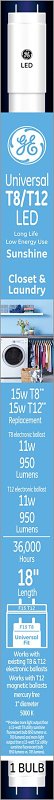 GE 37188 Linear Bulb, T8, T12 Lamp, Bi-Pin Lamp Base, Non-Dimmable, Frosted, Sunshine Light, 5000 K Color Temp