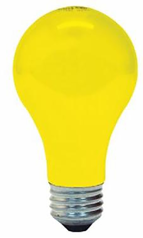 GE 97495 Bug Lightbulb, 60 W, A19 Bulb, E26 Medium Base, 550 Lumens, Yellow Light, 1000 hr Average Life