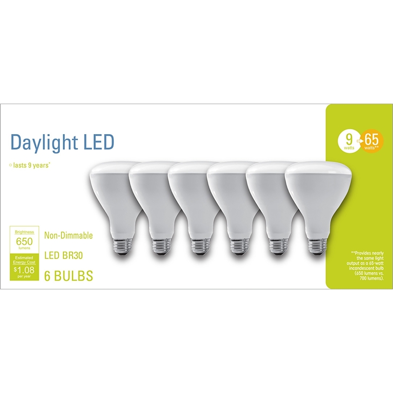 GE Industrial Solutions 93098315 LED Bulb, Flood/Spotlight, BR30 Lamp, 65 W Equivalent, E26 Lamp Base, Frosted
