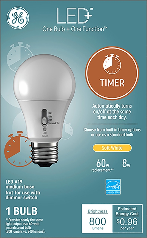 GE LED+ 93127245 Dusk To Dawn Light Bulb, General-Purpose, A19 Lamp, 60 W Equivalent, Medium (E26) Lamp Base, White
