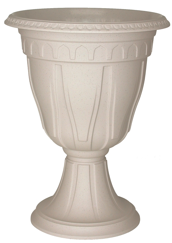 DCN 1420-30 Planter, 15-1/4 in Dia, 20-1/4 in H, Classic, Embossed Design, Resin, Granite, Textured